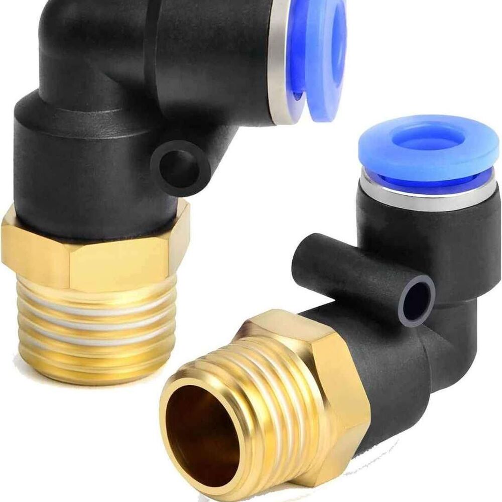 Male Straight Thread Push to Connect Fittings PL-1/4 (2Pcs- 6mm OD x 1/4"NPT)
